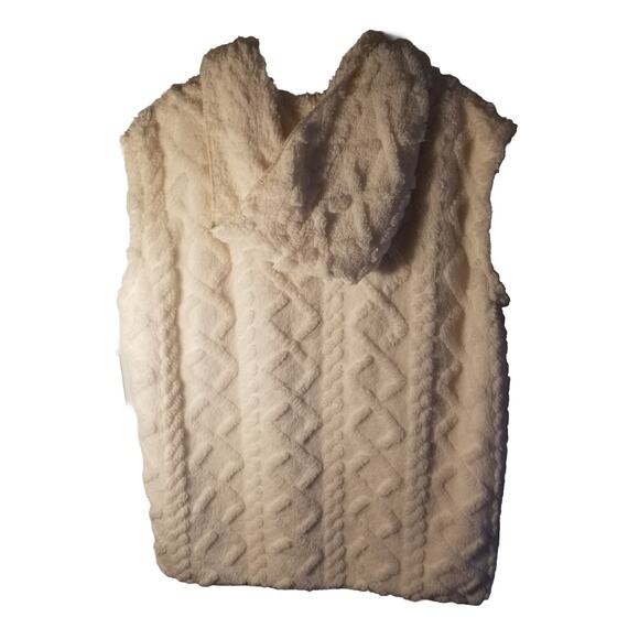 Women’s Sleeveless Cardigan Vest One Size Ivory Fuzzy Long Sku A158 - Picture 6 of 6